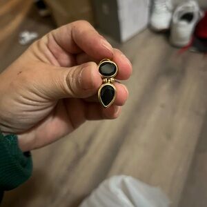 Gold and Black Drop Earrings